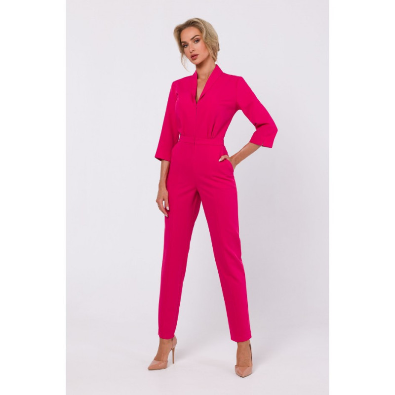 M751 Jumpsuit with shawl collar - pink