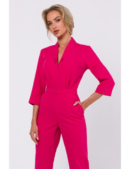 M751 Jumpsuit with shawl collar - pink