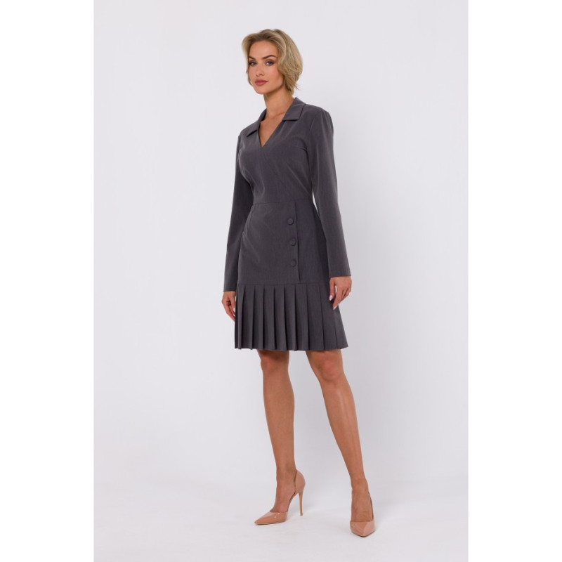 M752 Dress with pleated bottom hem - dark grey