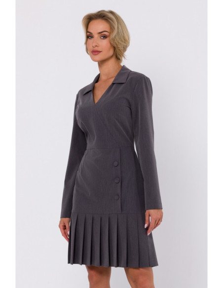 M752 Dress with pleated bottom hem - dark grey