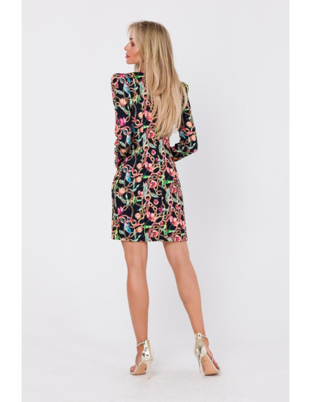 M756 Print dress with modeling stitching - model 2