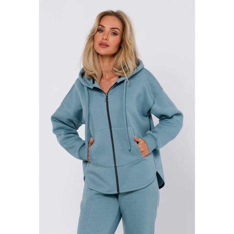 M761 Zipped hoodie with a kangaroo pocket - agave