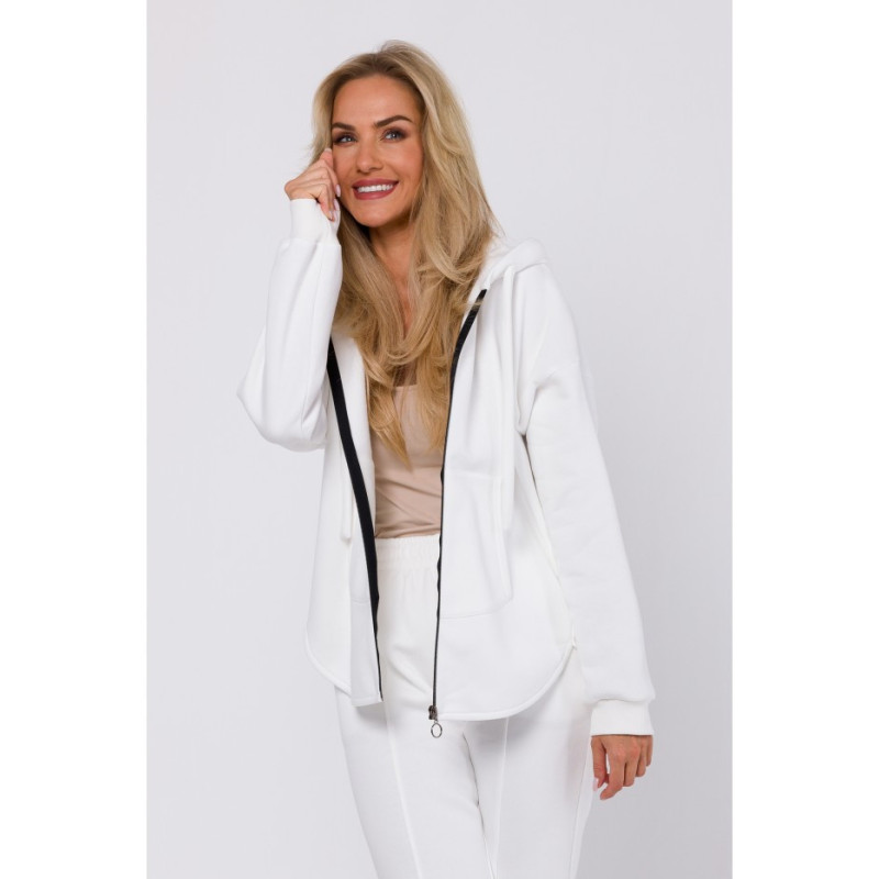 M761 Zipped hoodie with a kangaroo pocket - ecru