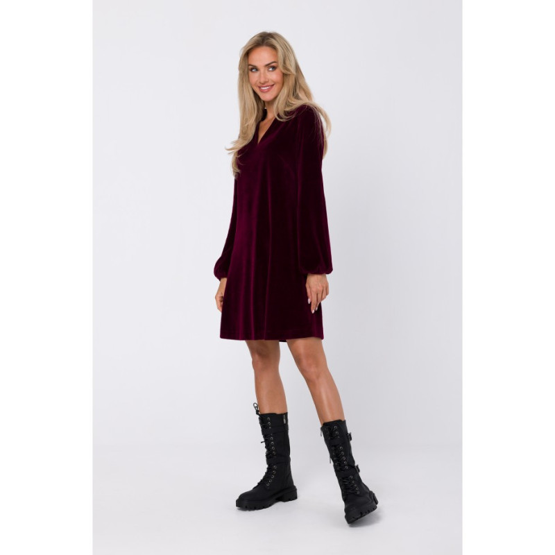 M767 V-neckline dress - maroon