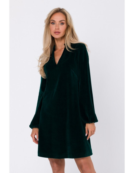 M767 V-neckline dress - green