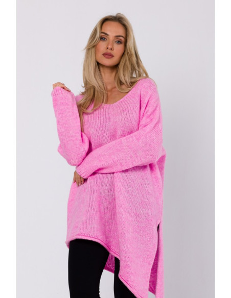 M769 Relaxed fit pullover tunic sweater - pink