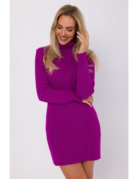 M770 Sweater dress with a high collar - purple