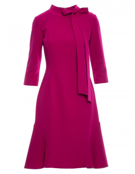 S346 Dress with a tie neck - plum