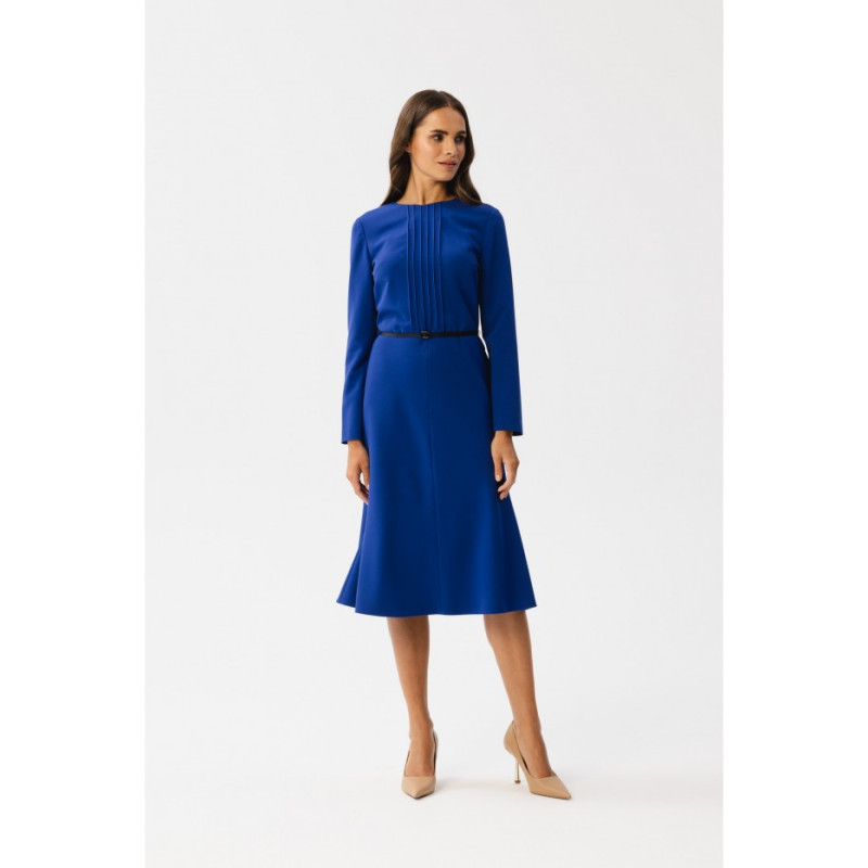 S347 Dress with front tucks - royal blue