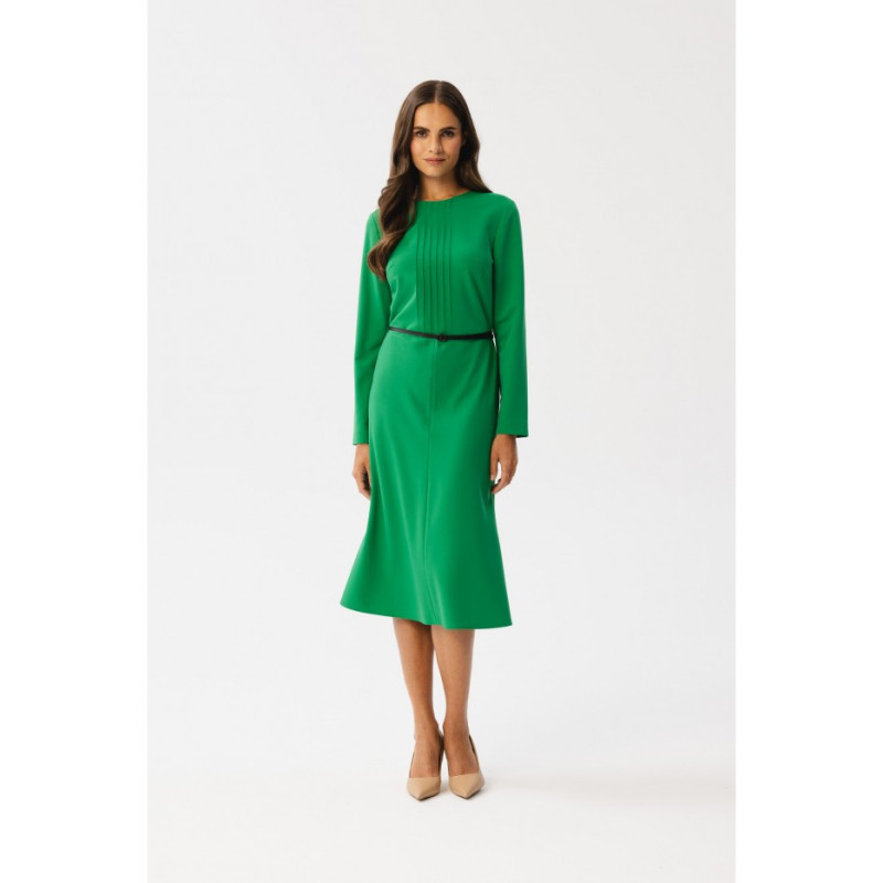 S347 Dress with front tucks - green