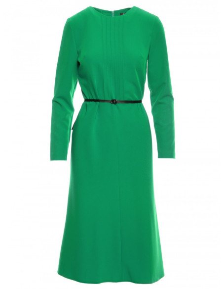 S347 Dress with front tucks - green