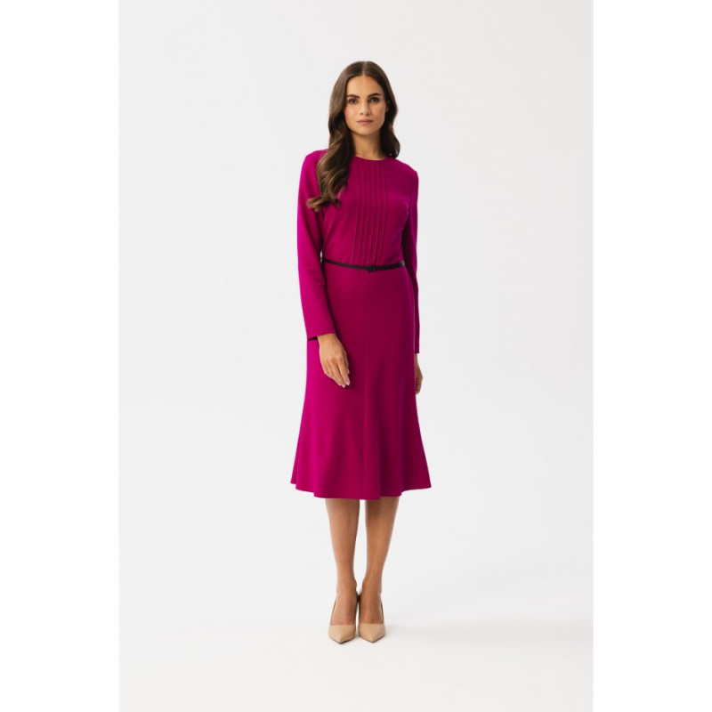 S347 Dress with front tucks - plum
