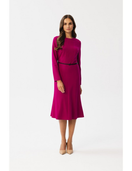 S347 Dress with front tucks - plum