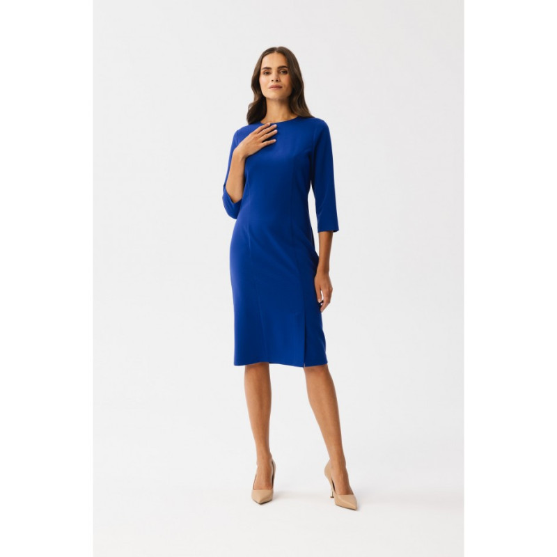 S350 Sheath dress with a front split - royal blue