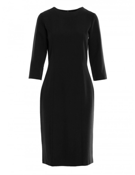 S350 Sheath dress with a front split - black