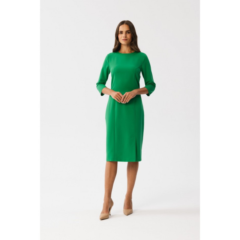 S350 Sheath dress with a front split - green