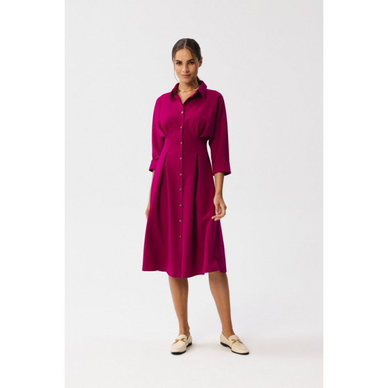 S351 Shirt dress with button down front - plum