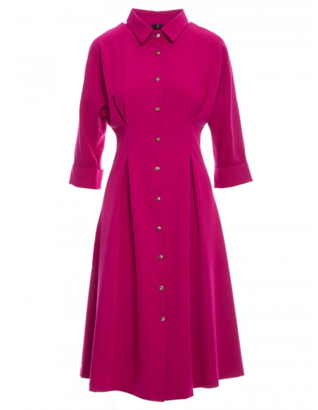 S351 Shirt dress with button down front - plum