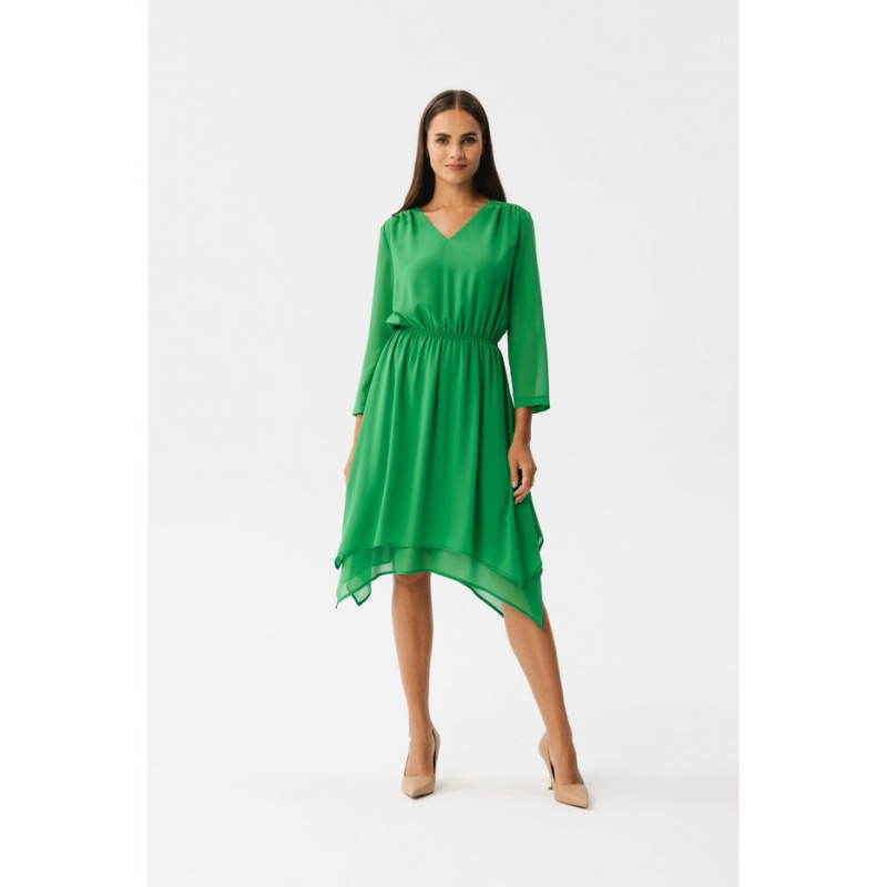 S354 Layered chiffon dress - green