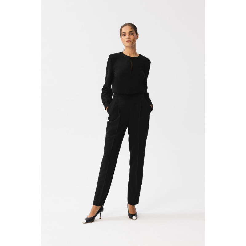 S355 Jumpsuit with a split neckline - black