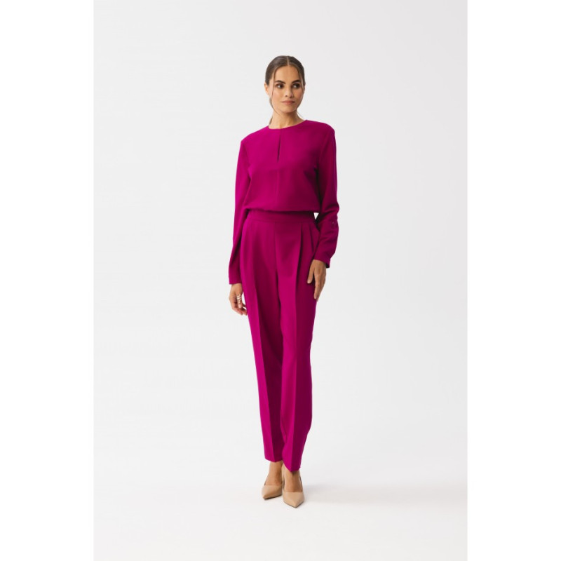 S355 Jumpsuit with a split neckline - plum