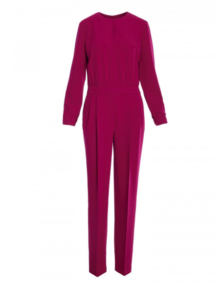 S355 Jumpsuit with a split neckline - plum
