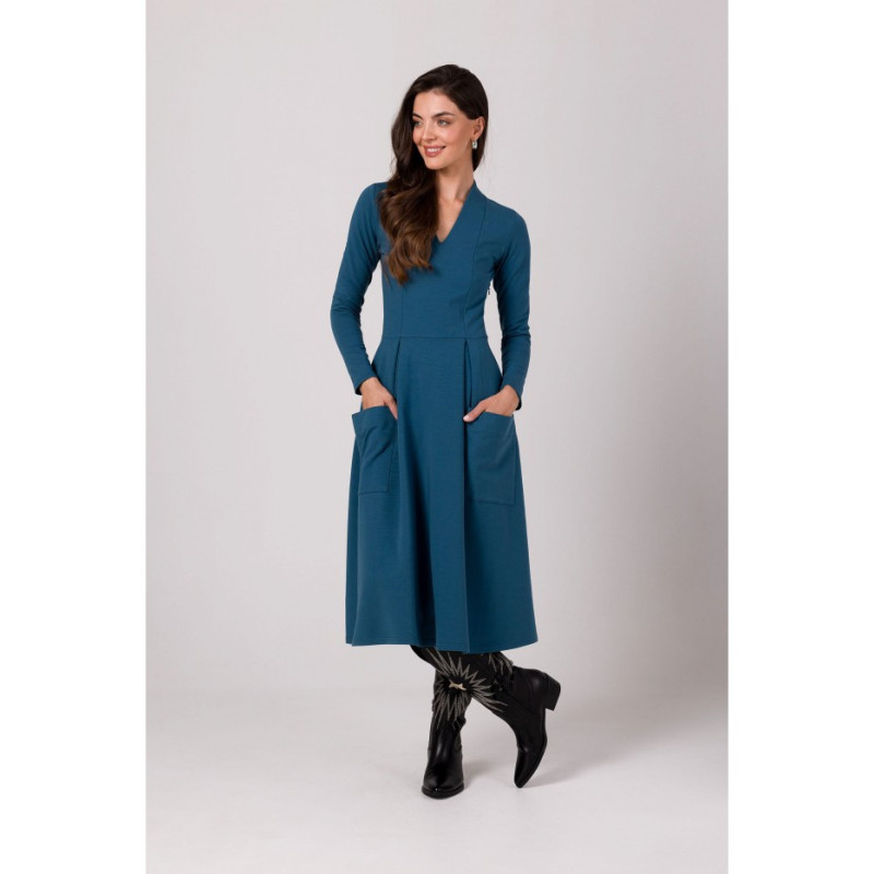 copy of B266 Flared dress with patch pockets - navy blue