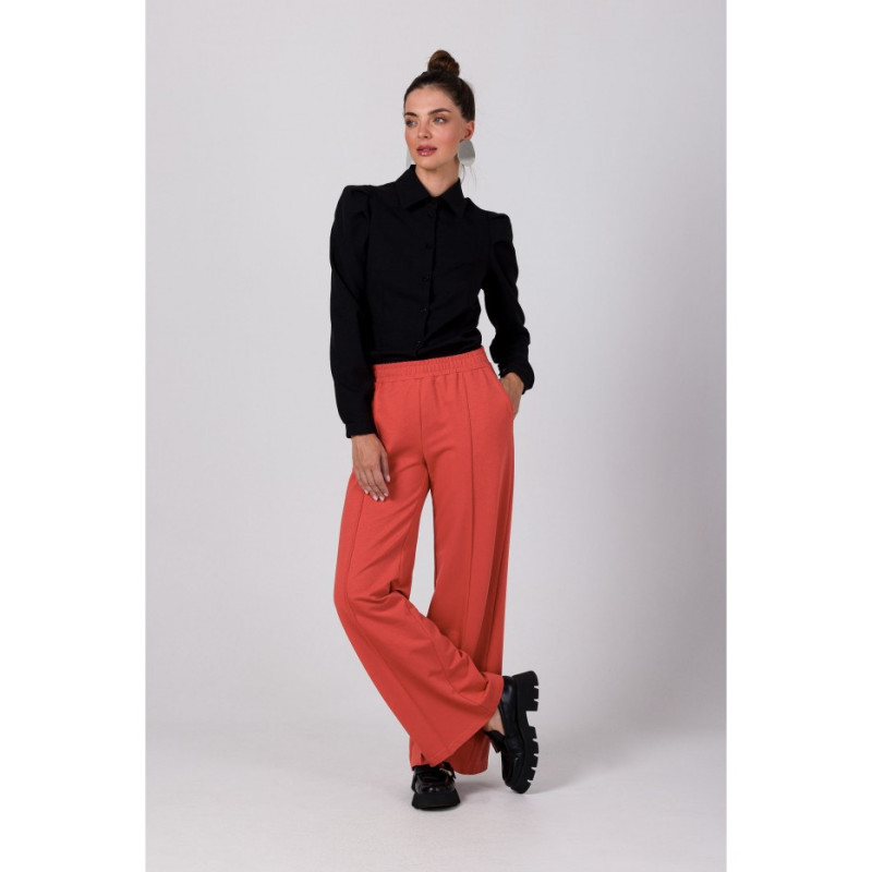 B275 Trousers with front stitching - brick red