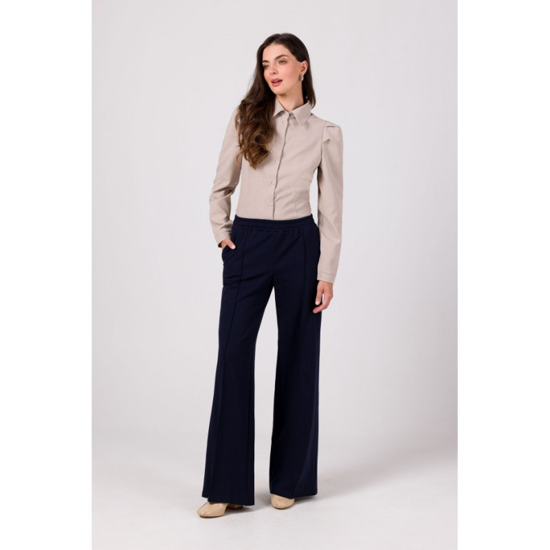 B275 Trousers with front stitching - navy blue