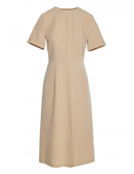 S361 Shift dress with pleats on the side - beige
