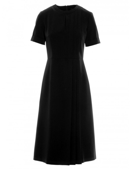S361 Shift dress with pleats on the side - black