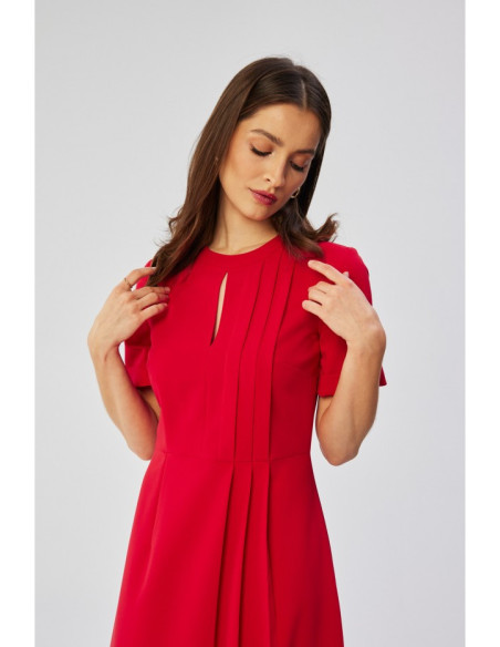 copy of S361 Shift dress with pleats on the side - black