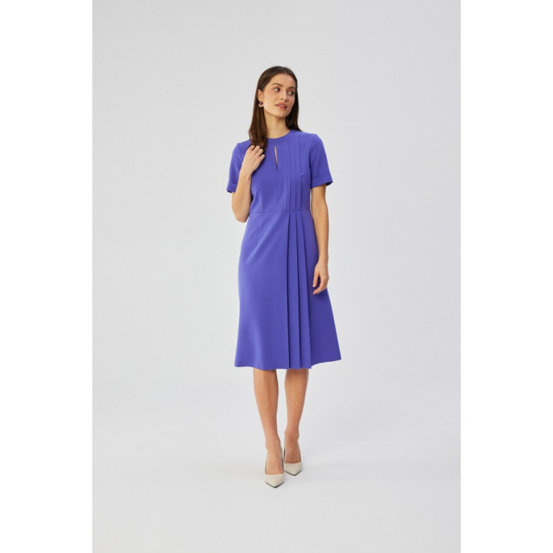 S361 Shift dress with pleats on the side - violet