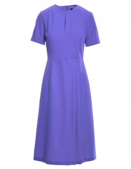 S361 Shift dress with pleats on the side - violet
