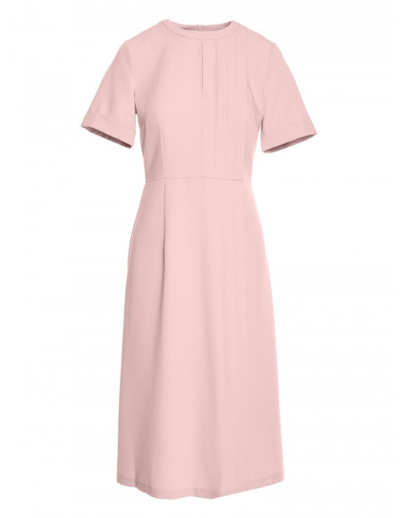 S361 Shift dress with pleats on the side - powder