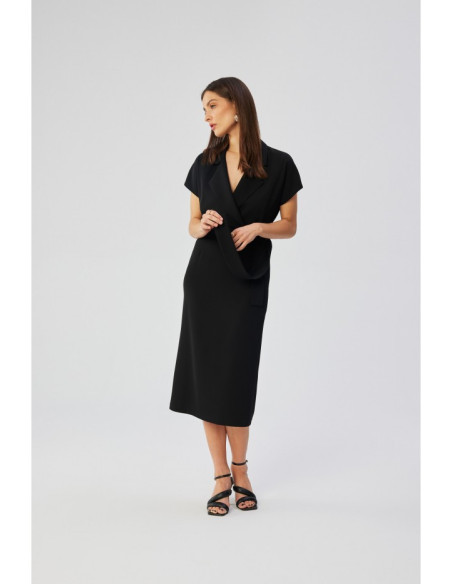 S363 Shirt dress with a tie belt - black