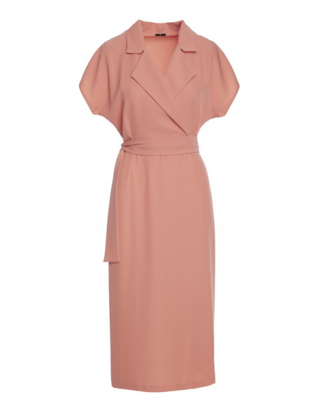 S363 Shirt dress with a tie belt - rose