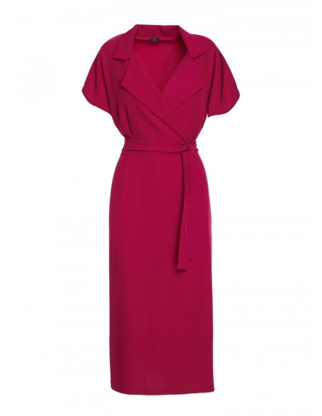 S363 Shirt dress with a tie belt - plum