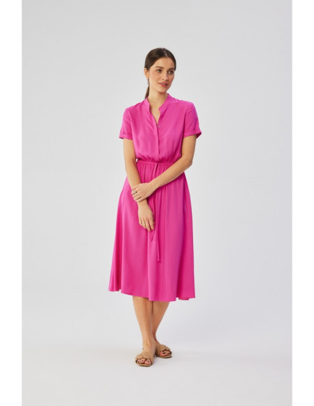 S366 Viscose dress with string tied waist - lilac