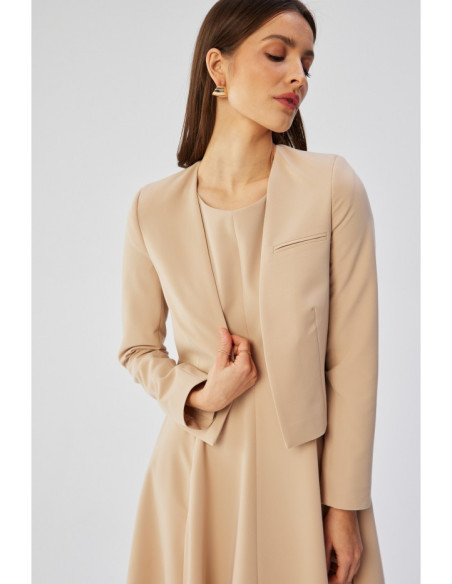 S368 Open front cropped blazer - beige