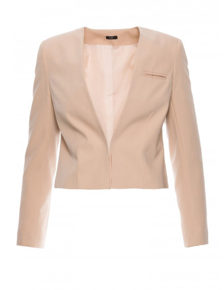 S368 Open front cropped blazer - beige