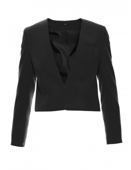 S368 Open front cropped blazer - black