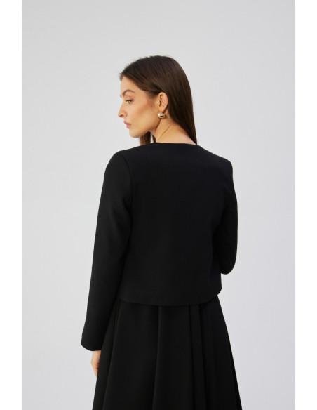 S368 Open front cropped blazer - black