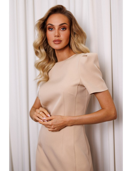 M777 Padded shoulder mini dress - beige