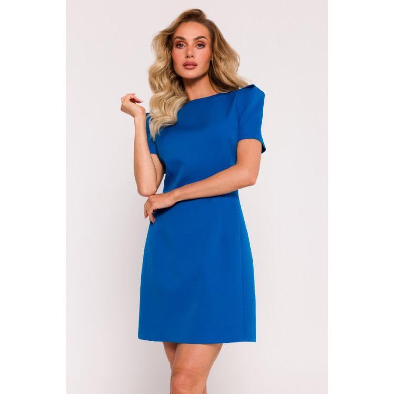 M777 Padded shoulder mini dress - blue