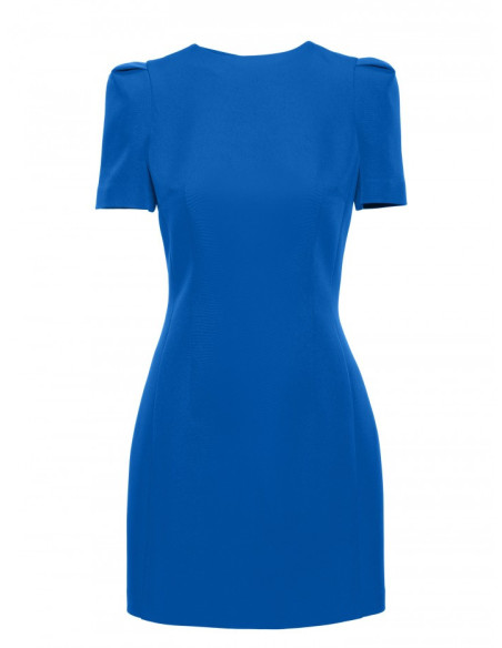 M777 Padded shoulder mini dress - blue