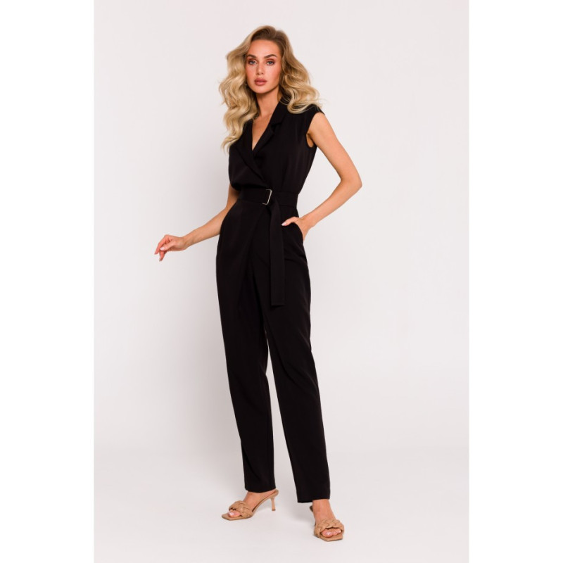 M780 Asymmetrical design jumpsuit - black