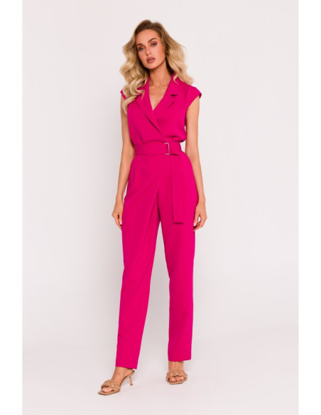 M780 Asymmetrical design jumpsuit - fuchsia