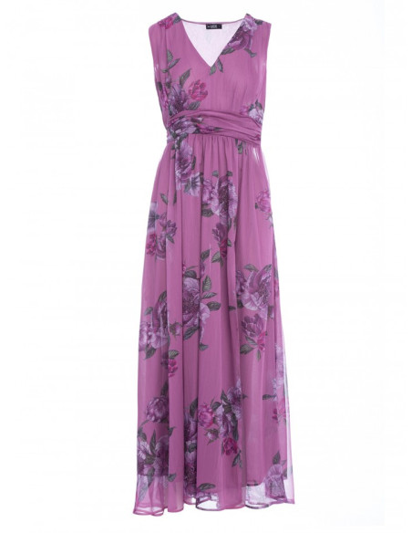 M781 Chiffon maxi dress with leg split - model 3