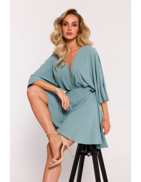 M785 Flared mini dress - agave